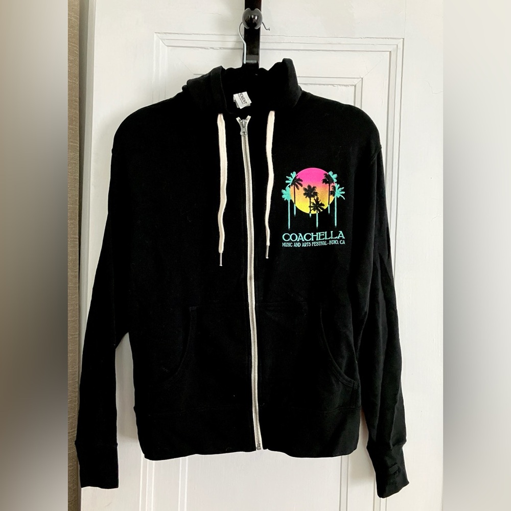 Authentic. Unisex. New. Official 2019 Coachella soft black zip up hoodie.